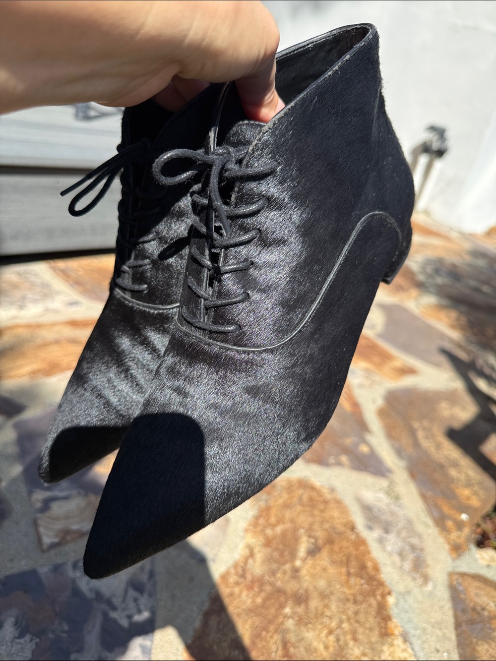 Zara Black Lace-Up Pointed Ankle Boots